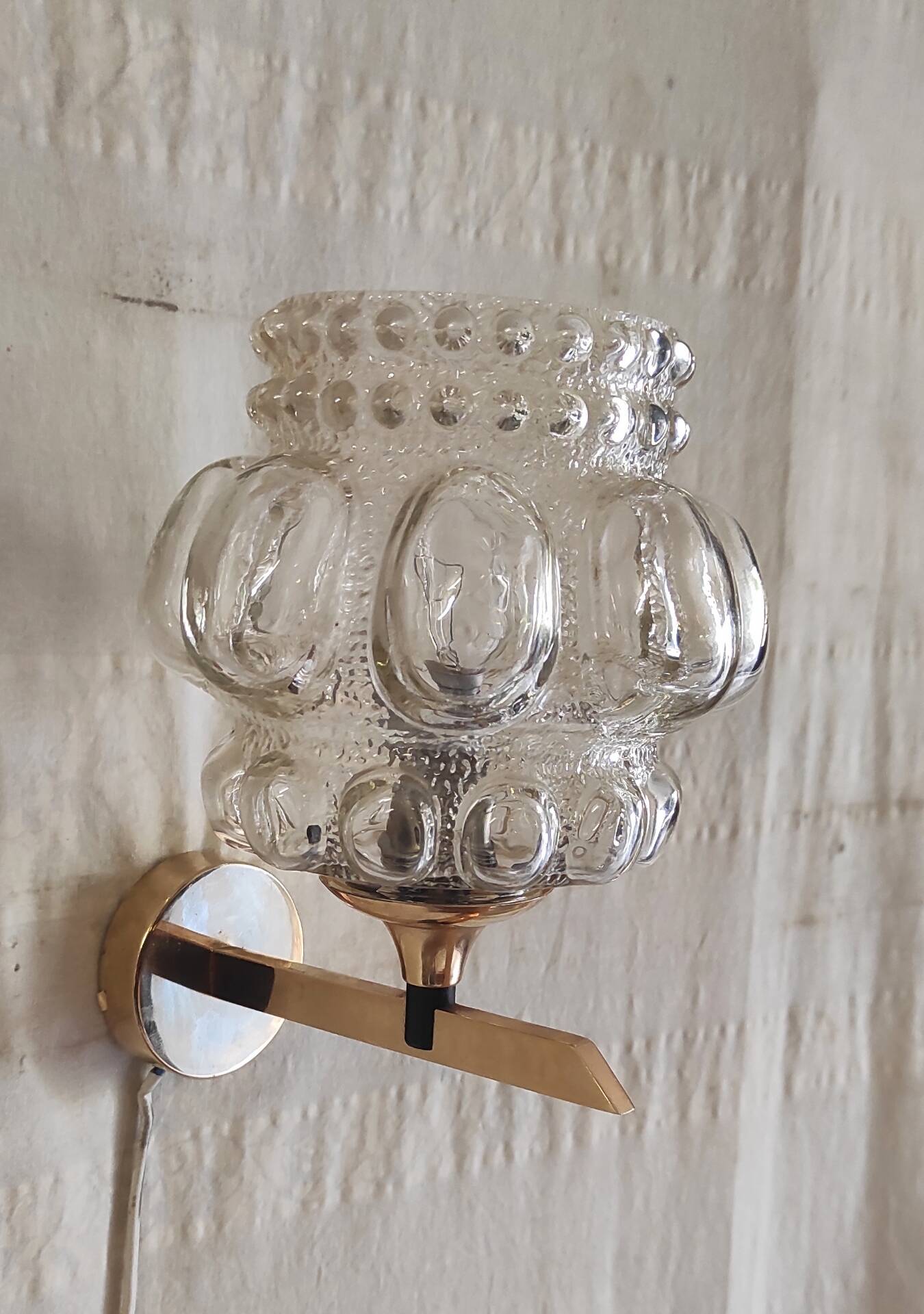 Brass and glass wall lights by Helena Tynell - 1970s