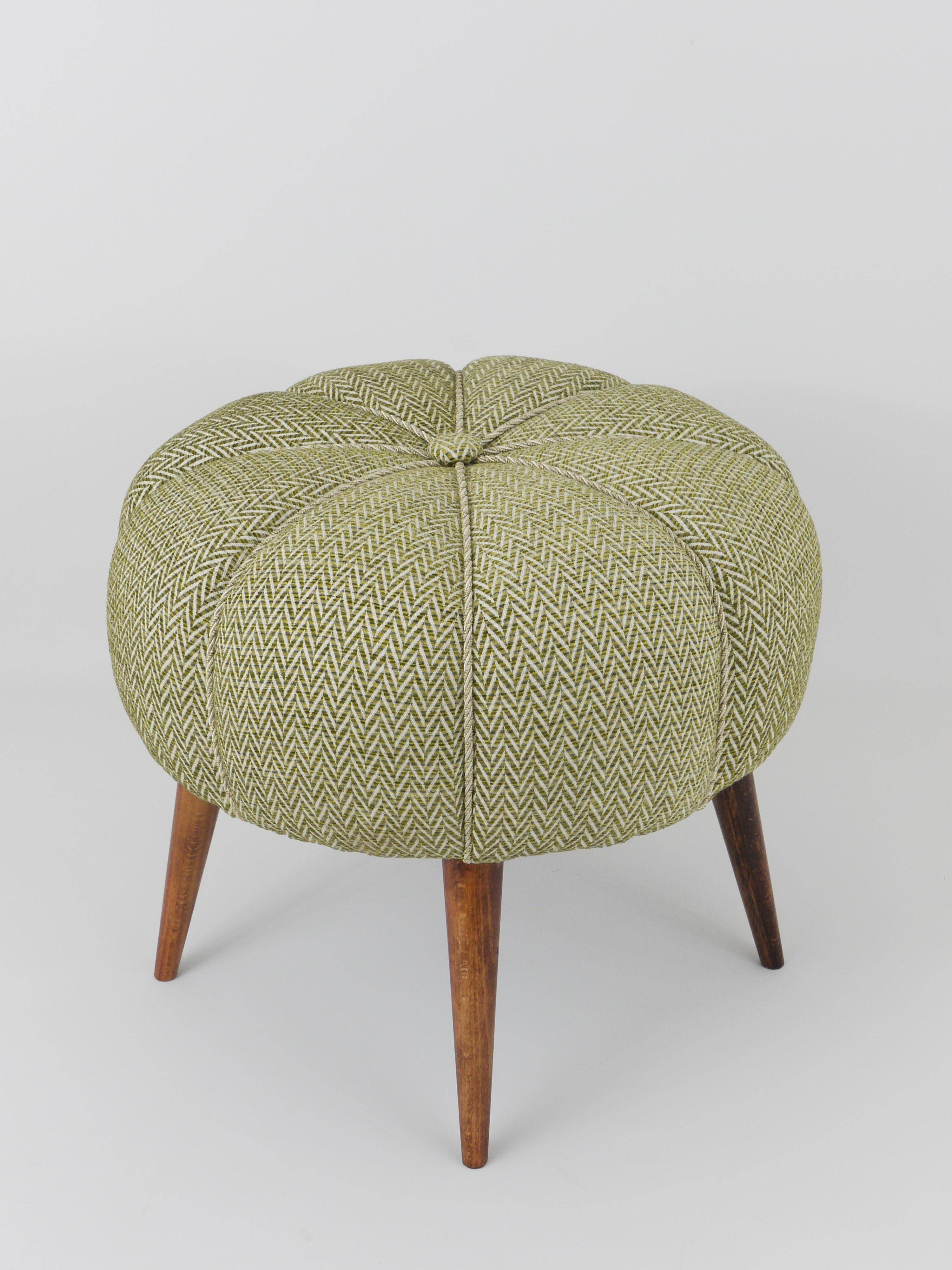 Up to Six Charming Zigzag Midcentury Stools, Pouf, Ottoman, Footstools, 1950s