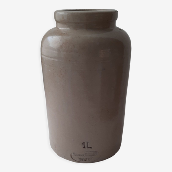 Old glazed sandstone pot.a Bocquet YVetot mustard