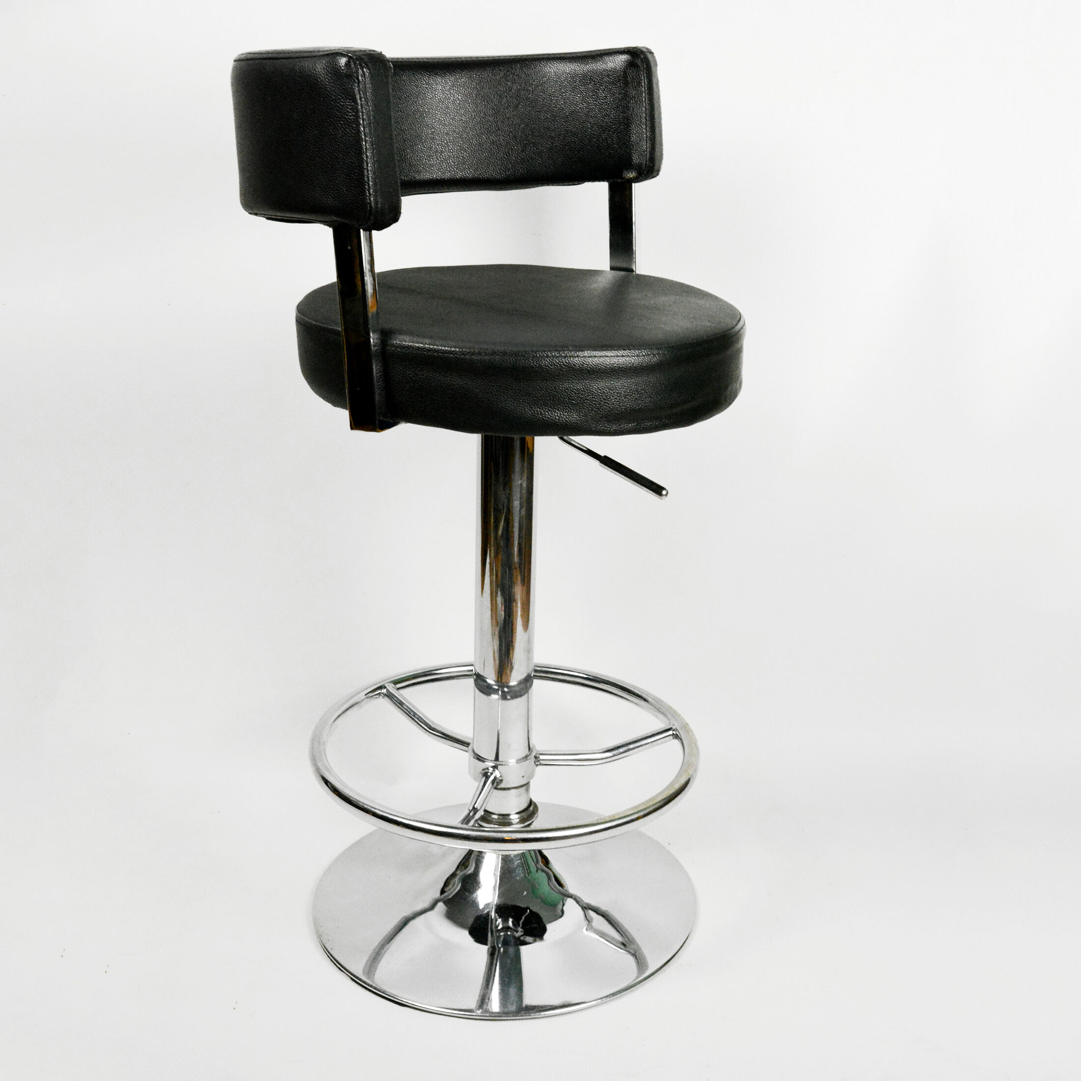 Bar stool black, eco-leather, Germany 90s