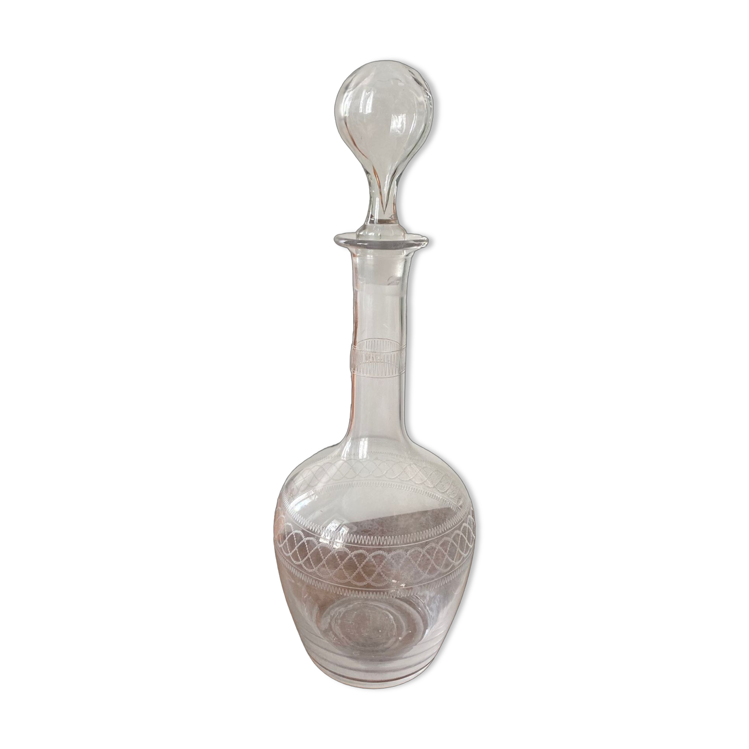 Vintage 60s chiseled glass decanter