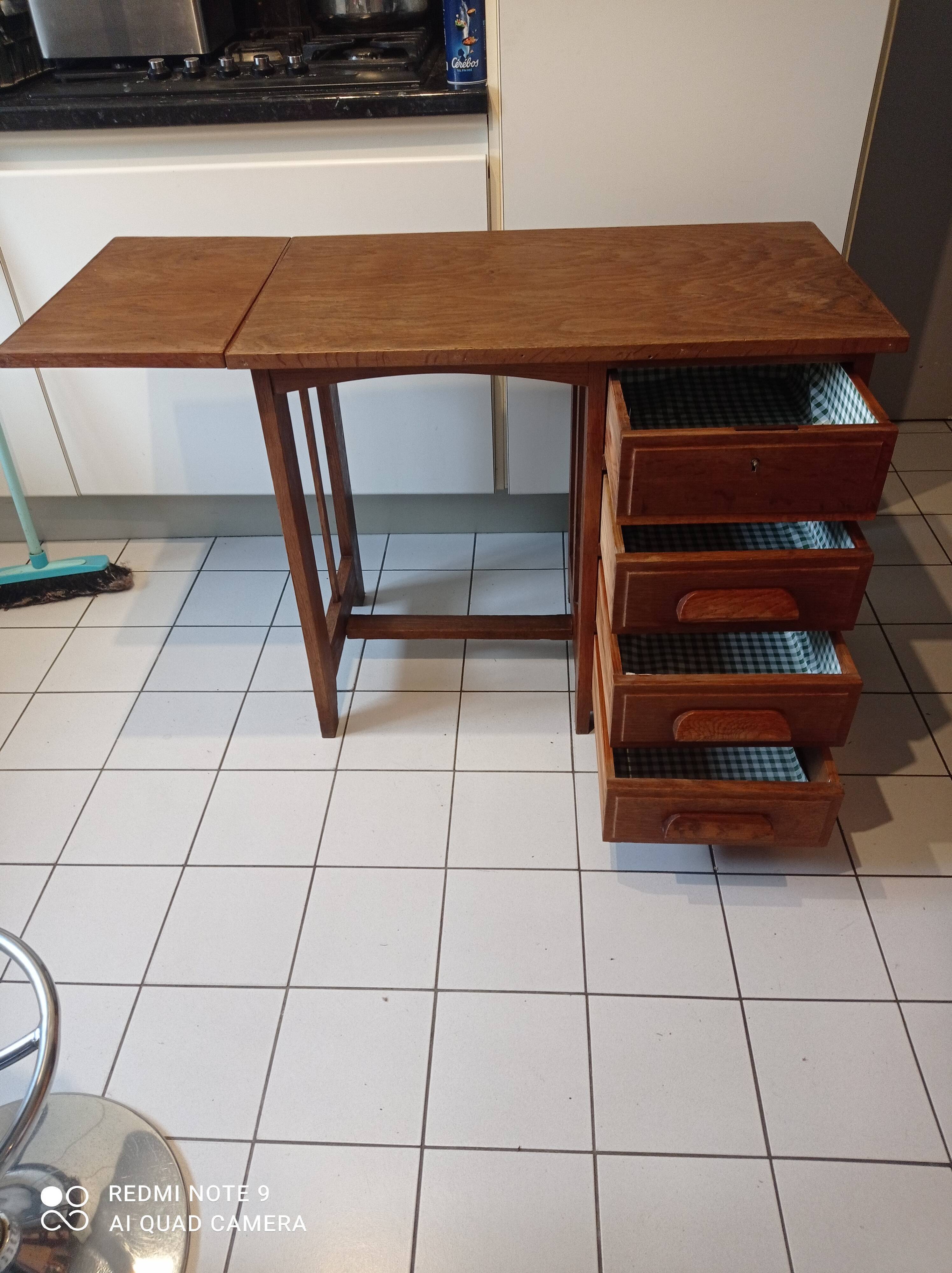 American children's desk with vintage oak lid