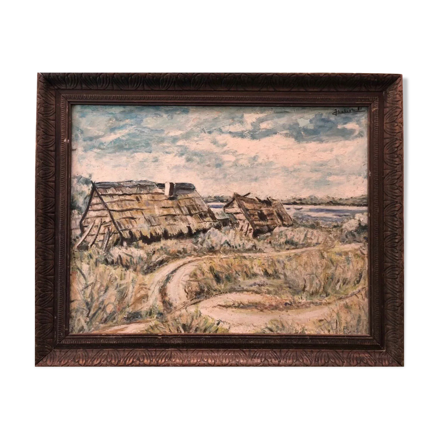 Painting old landscape painting old painting landscape signed Chabrol