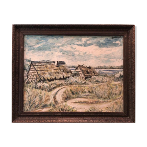Tableau peinture ancienne paysage