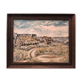 Painting old landscape painting old painting landscape signed Chabrol
