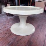 Set of two circular cream plastic sofa ends, 60s/70s
