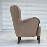 1960s, Danish armchair, blend wool fabric, beech wood.