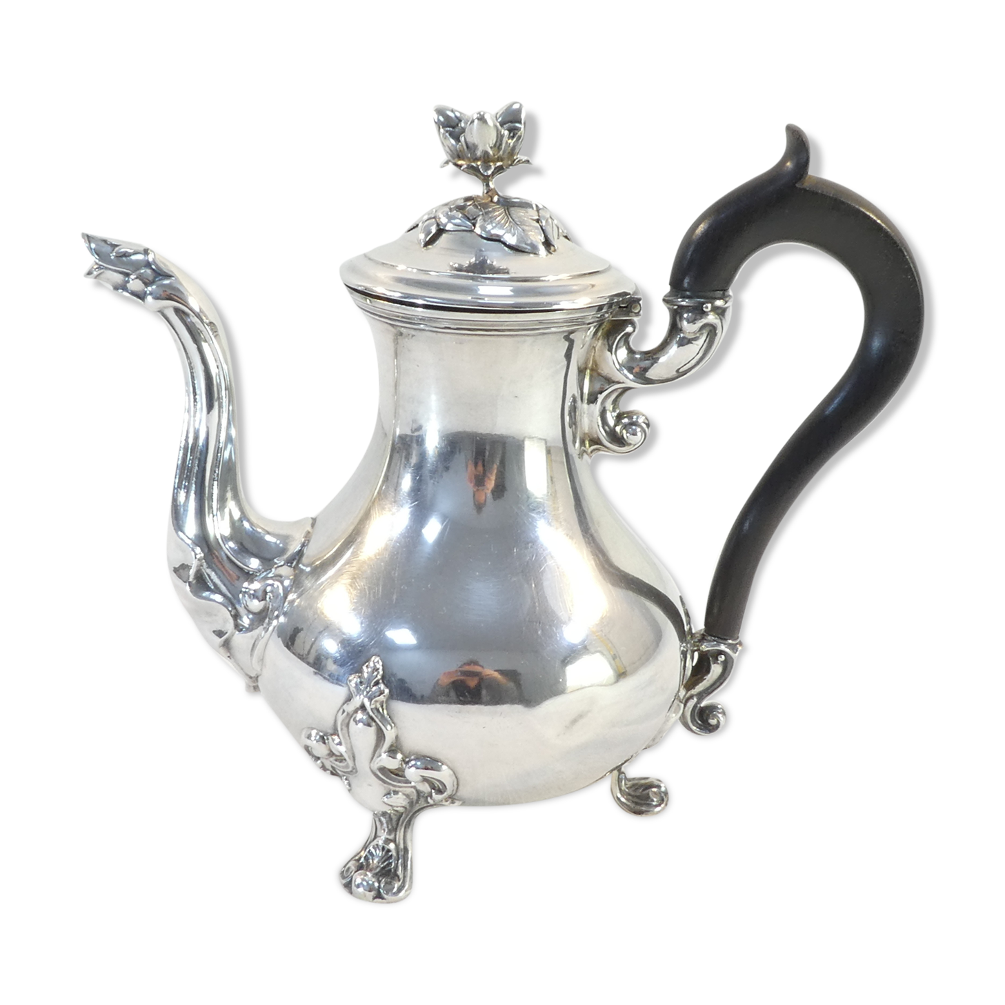 Theiere pourer in solid silver handle in ebene minerve martial fray 19th