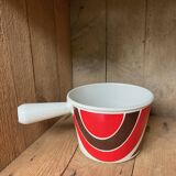 Vintage Le Creuset enameled cast iron fondue pot from the 1970s