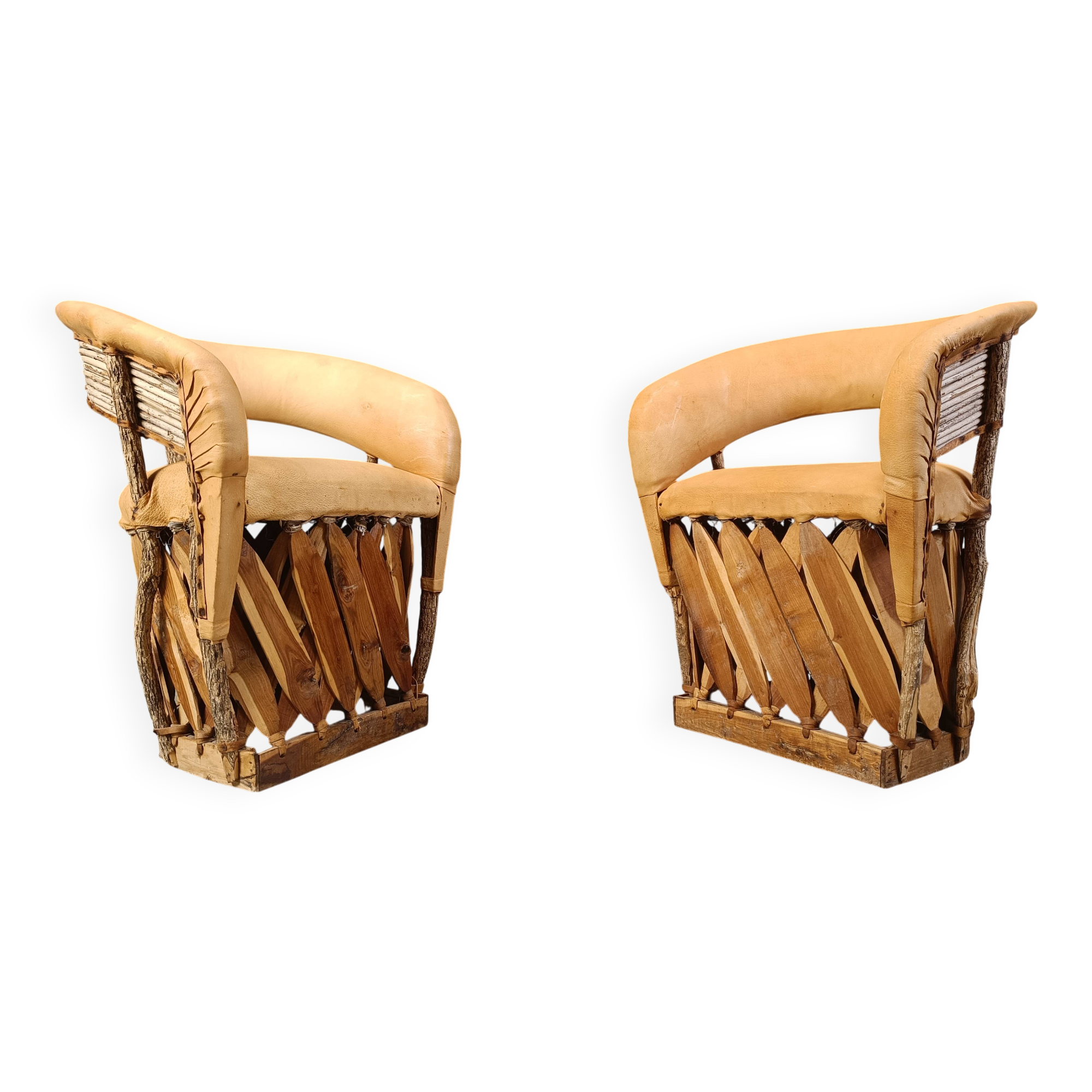 Vintage art populaire mexican dining chairs set of 6, 1970s