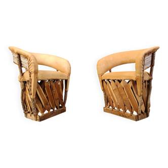 Vintage art populaire mexican dining chairs set of 6, 1970s