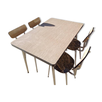 Ensemble 1 table et 4 chaises en formica Tublac