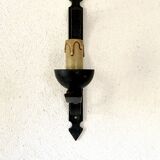 Wrought iron wall light, fabric cable