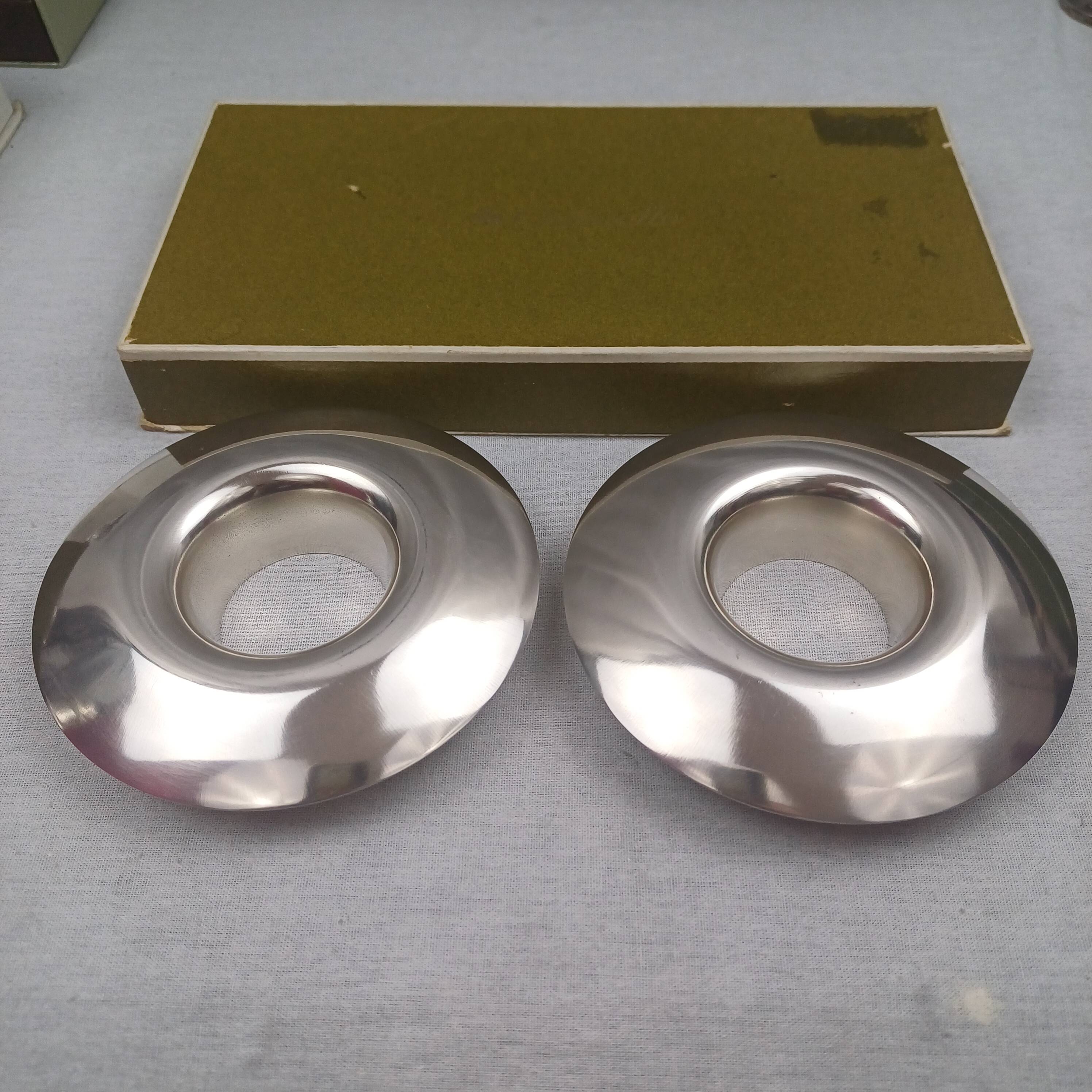 Christofle Gemini model pair of egg cups silver-plated in perfect condition box.