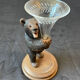 Carved wooden bear vase with black forest crystal soliflore Sallanches 19th century
