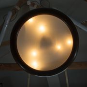 Large wooden art deco ufo chandelier, 1930s