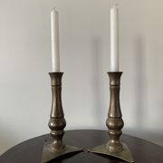 Set of 2 solid bronze candle holders