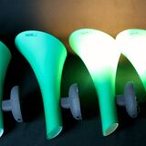 Pair of postmodern green glass wall sconces, by Carlo Nason for "murano due", Italy