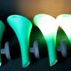 Pair of postmodern green glass wall sconces, by Carlo Nason for "murano due", Italy