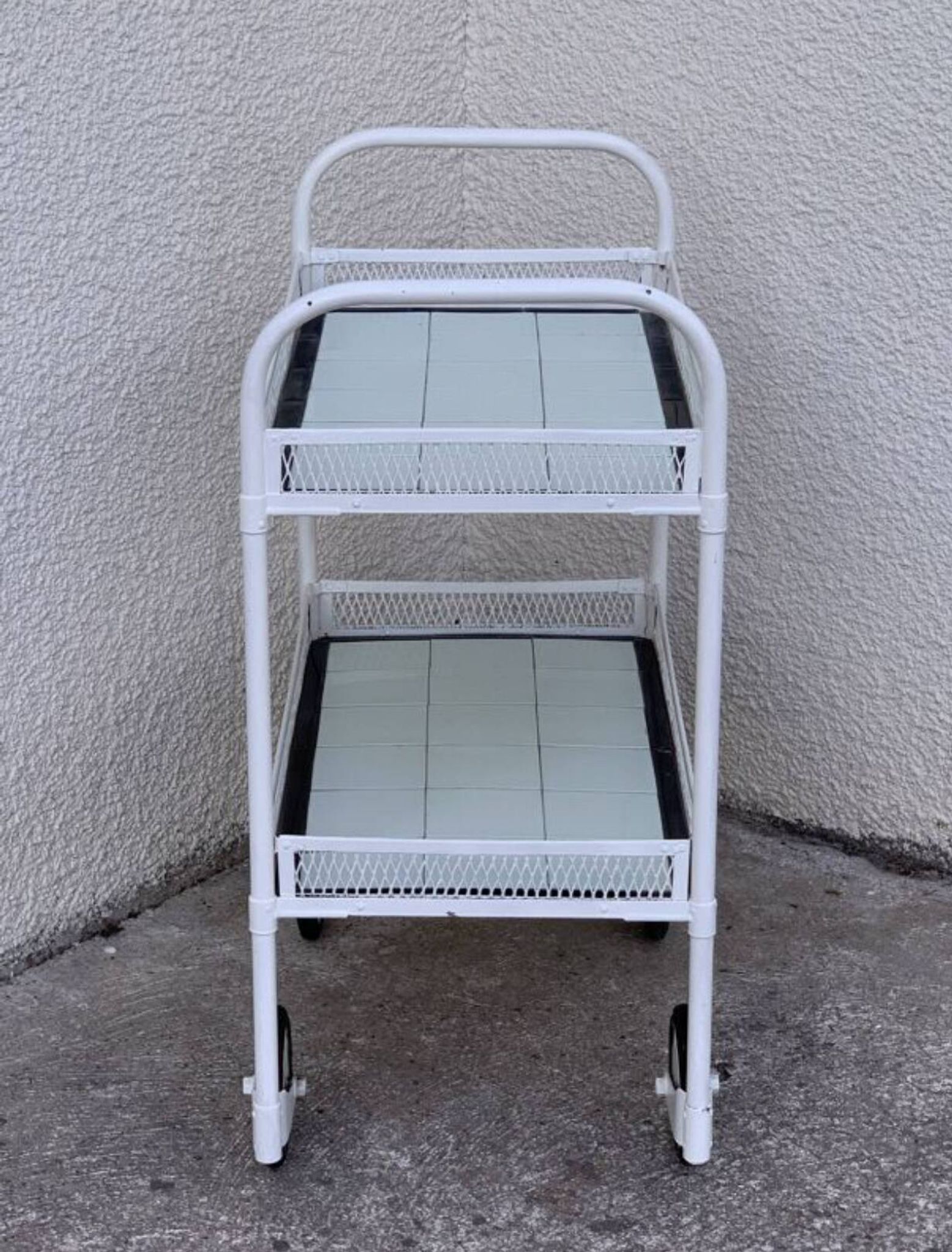 Vintage metal dessert trolley, openwork, 1950s.