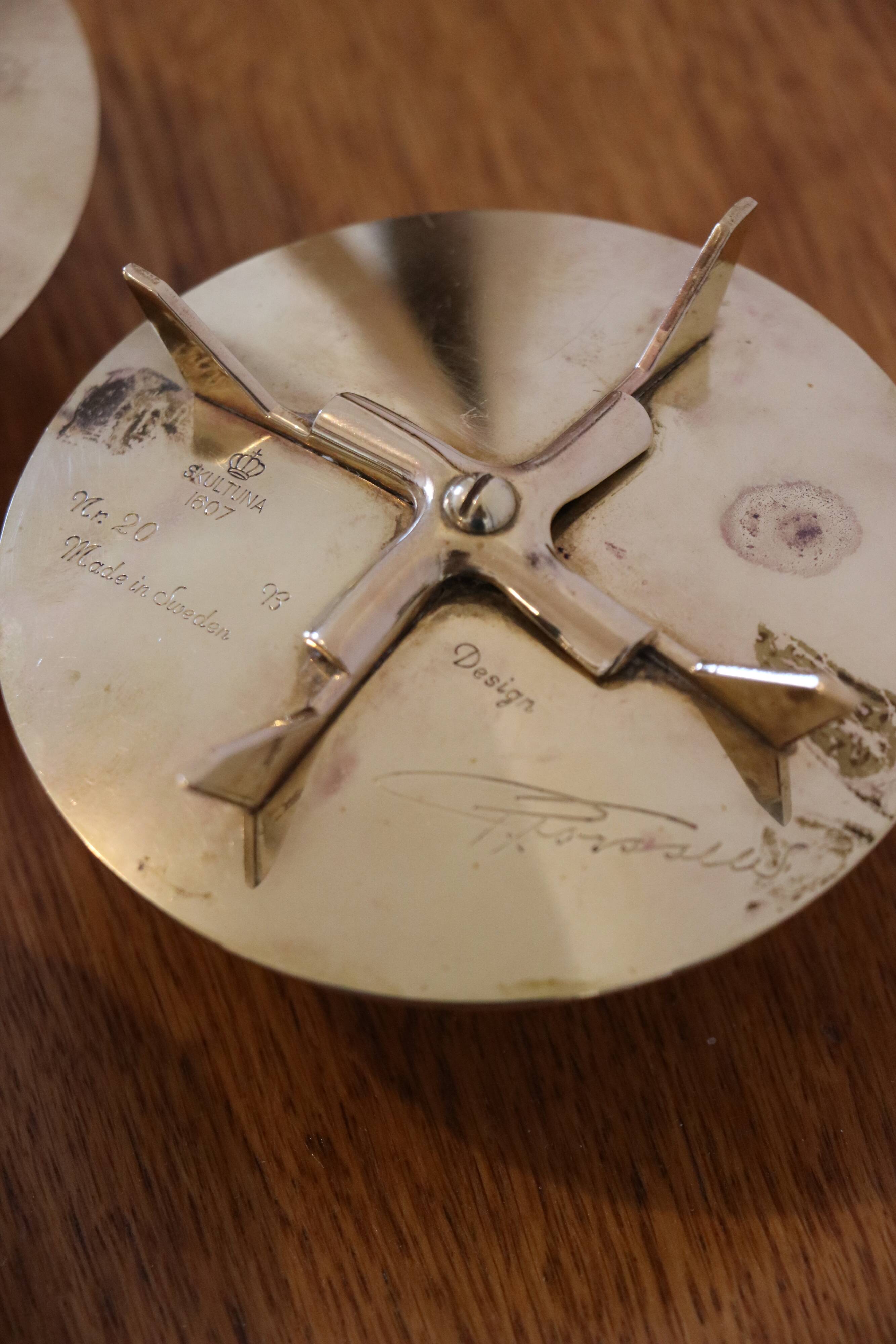 Trio of Scandinavian brass candlesticks Pierre Forsell for Skultuna