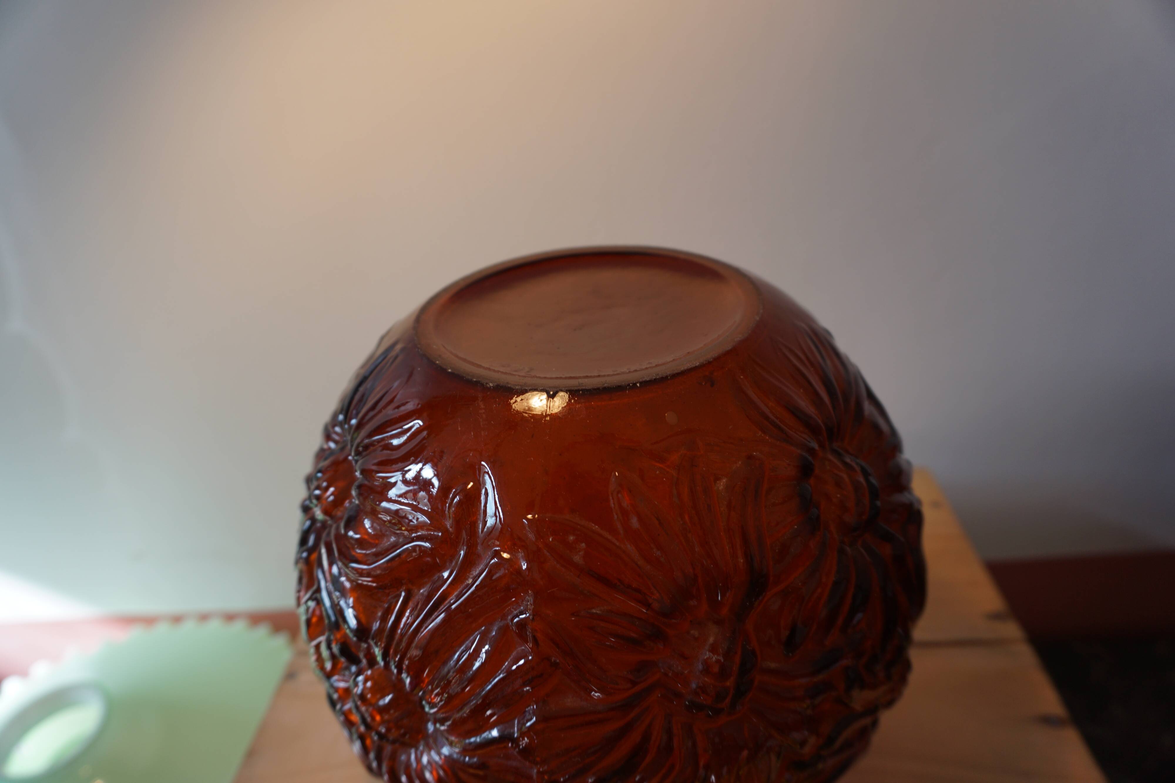 Art Deco pressed glass ball vase