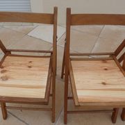 4 vintage varnished wooden folding chairs - Seats completely restored.