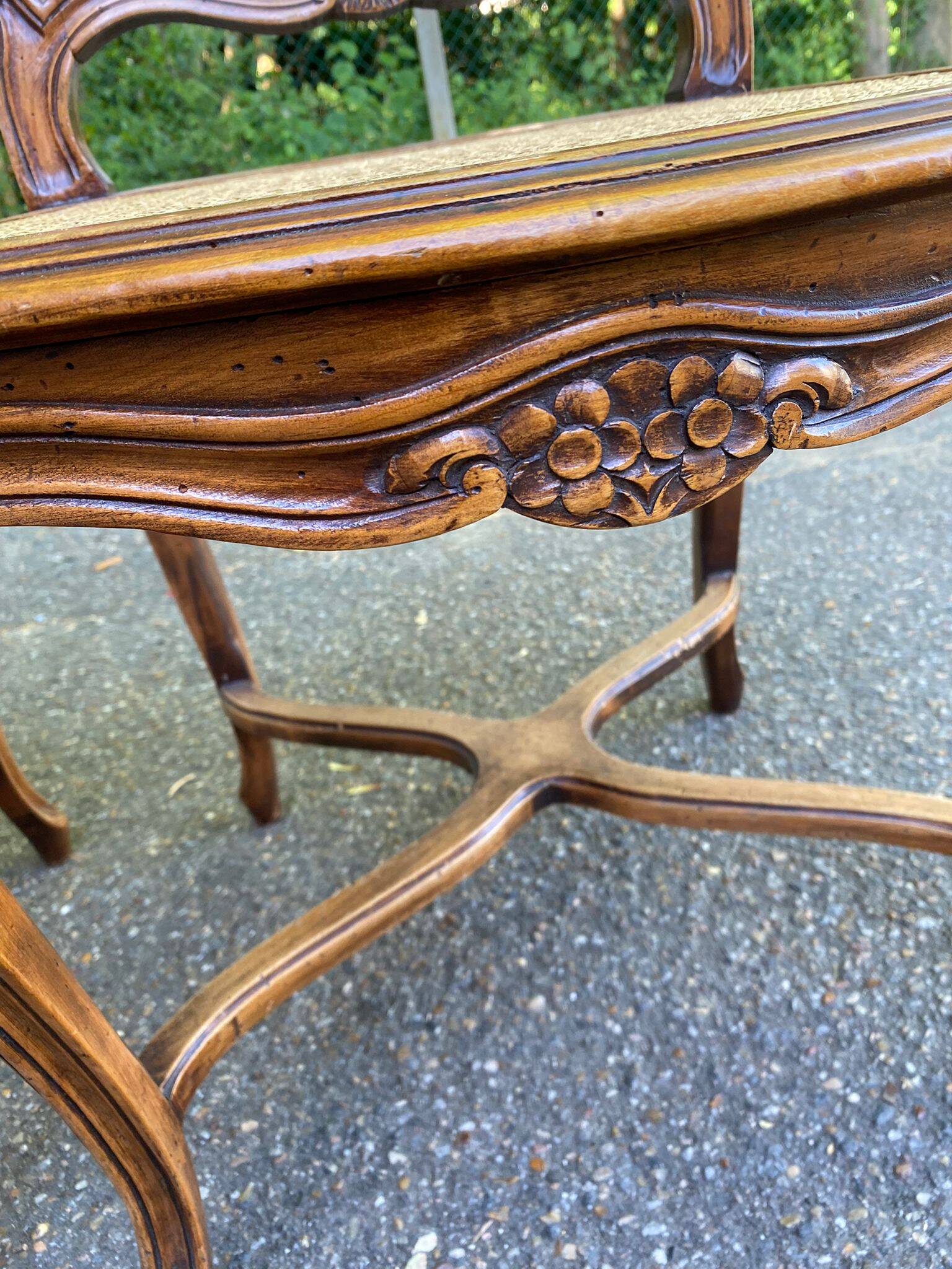 2 Louis XV style chairs in solid oak with rush seating from La Meublerie Meulin.