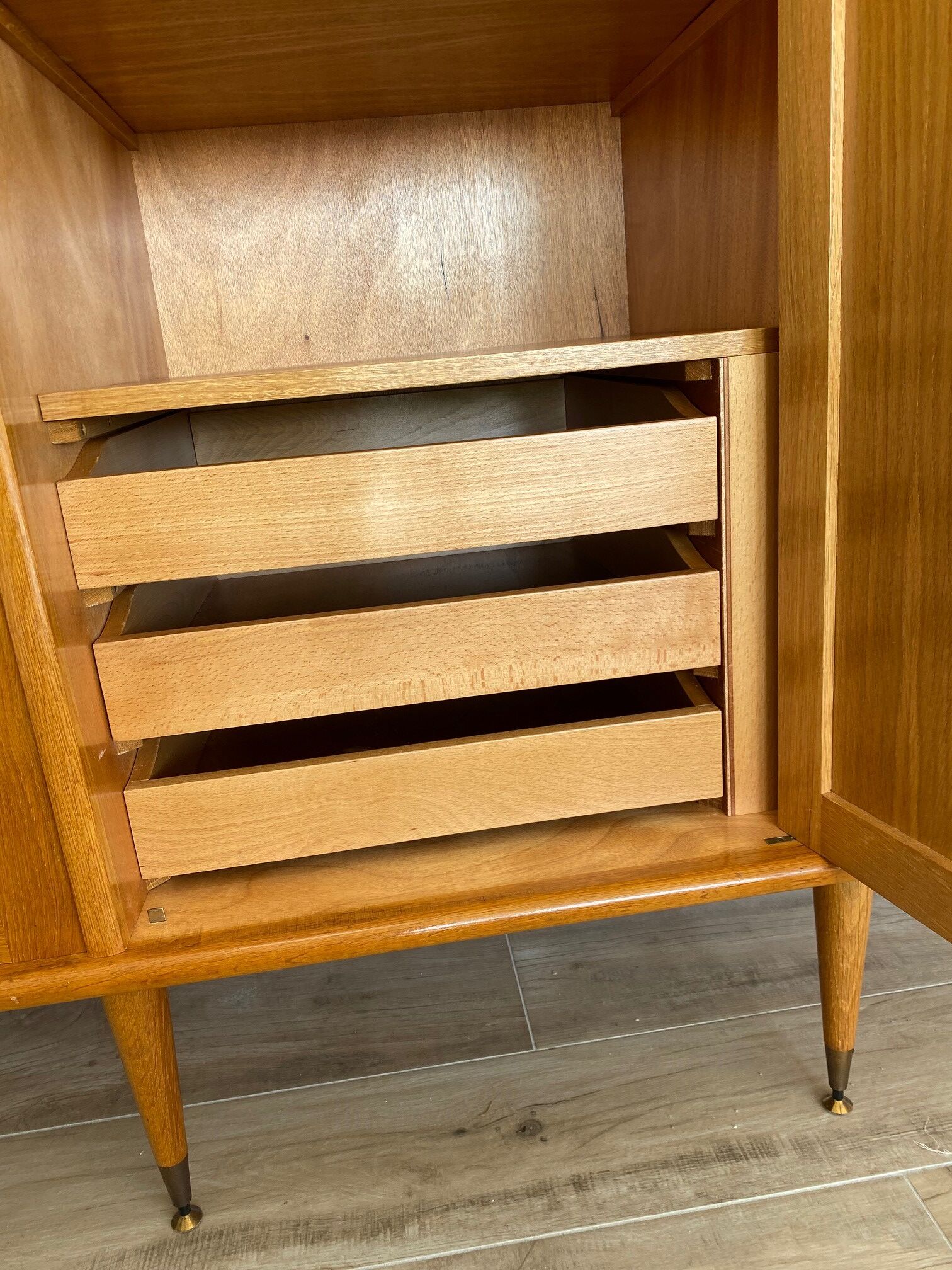 Chene and rattan cabinet