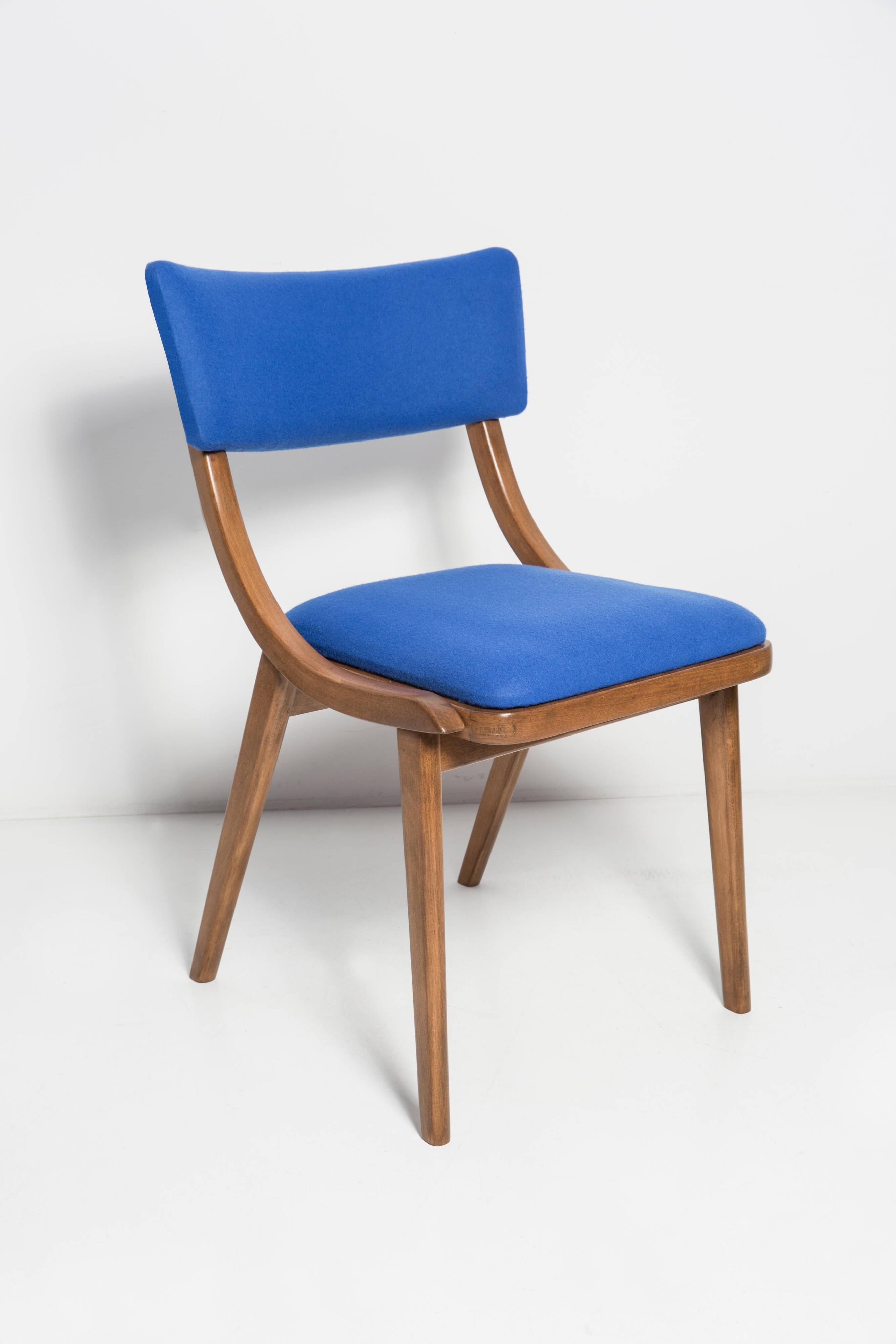 Bumerang Chair Mid-Century Modern, Royal Blue Wool, Poland, 1960s