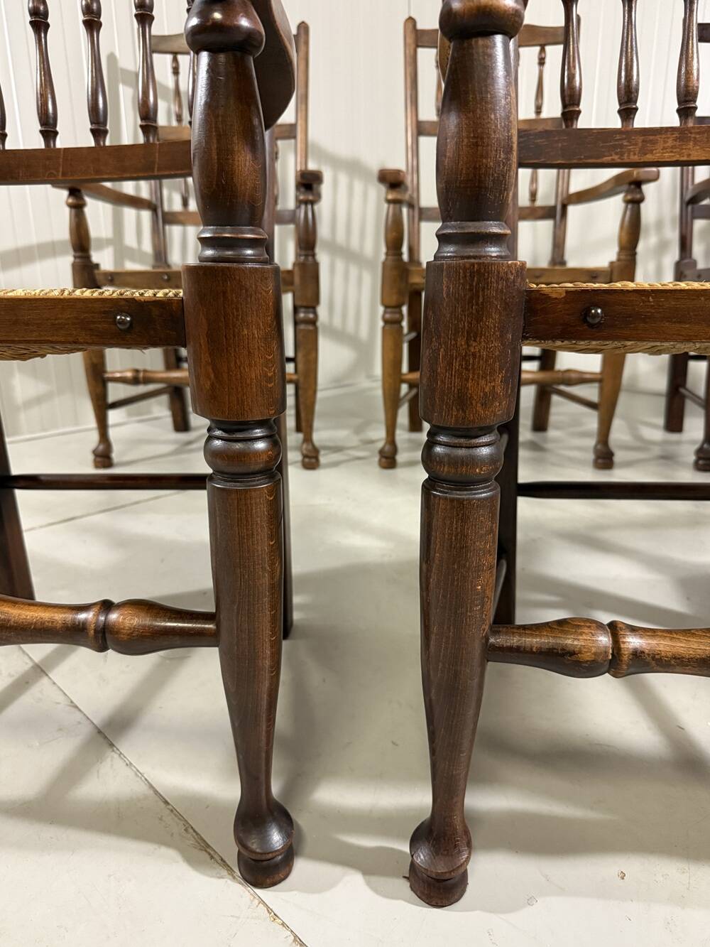 Lancashire spindleback dining arm chairs 1900's