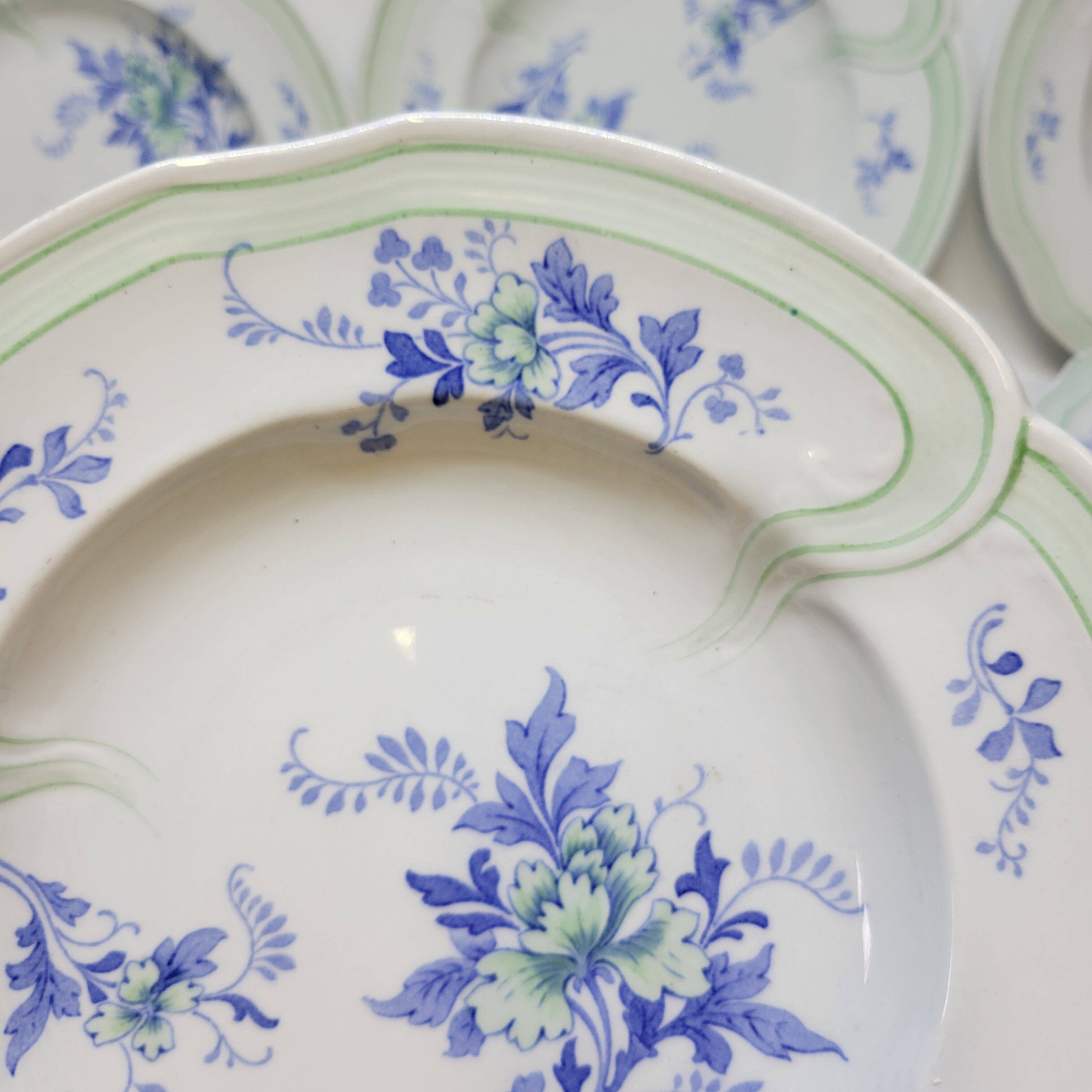 9 Antique KG Lunéville Plates, Regence Model