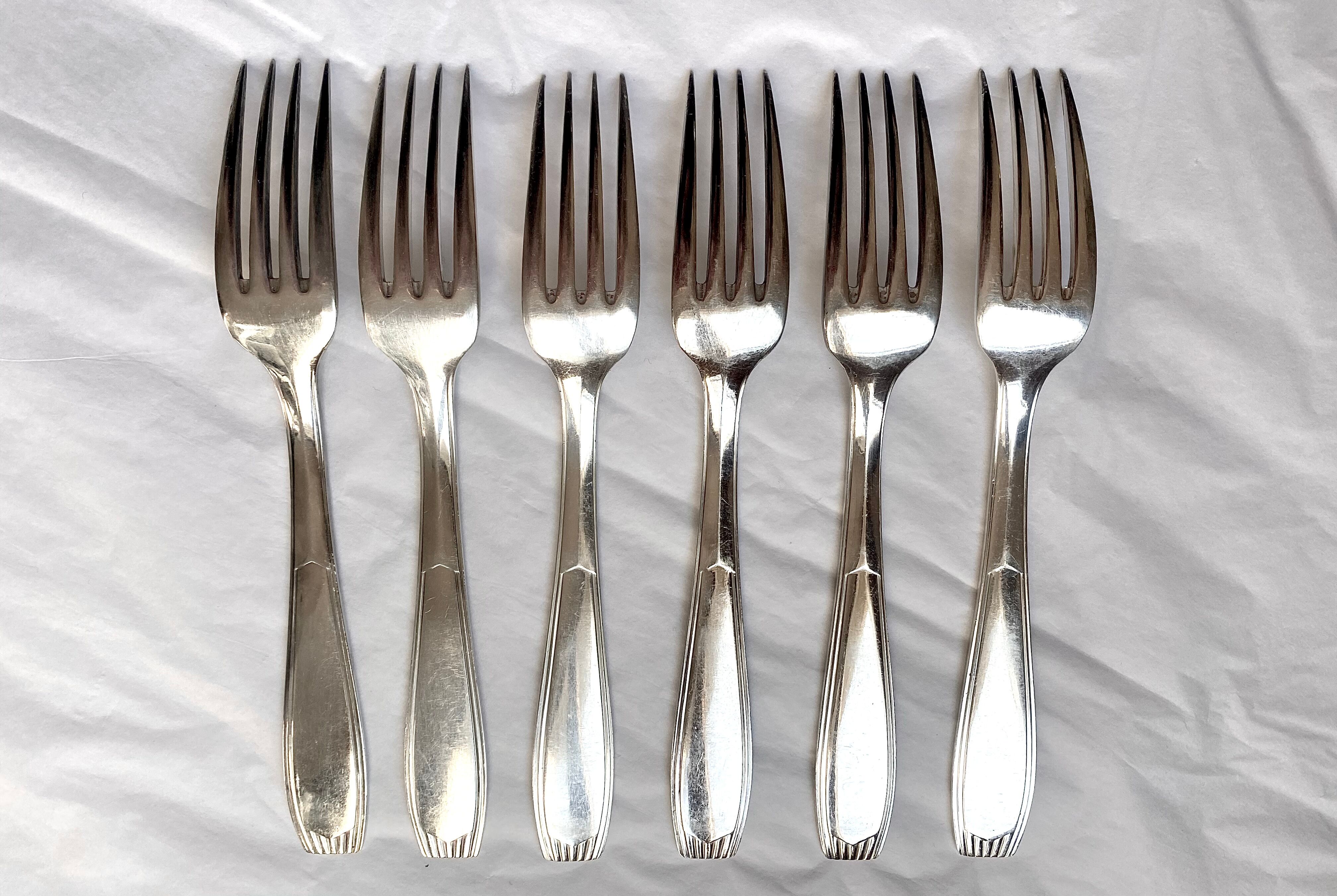 Christofle cutlery set - 11 fourchettes de table et 11 cuillères à soupe - Art déco - Métal argenté