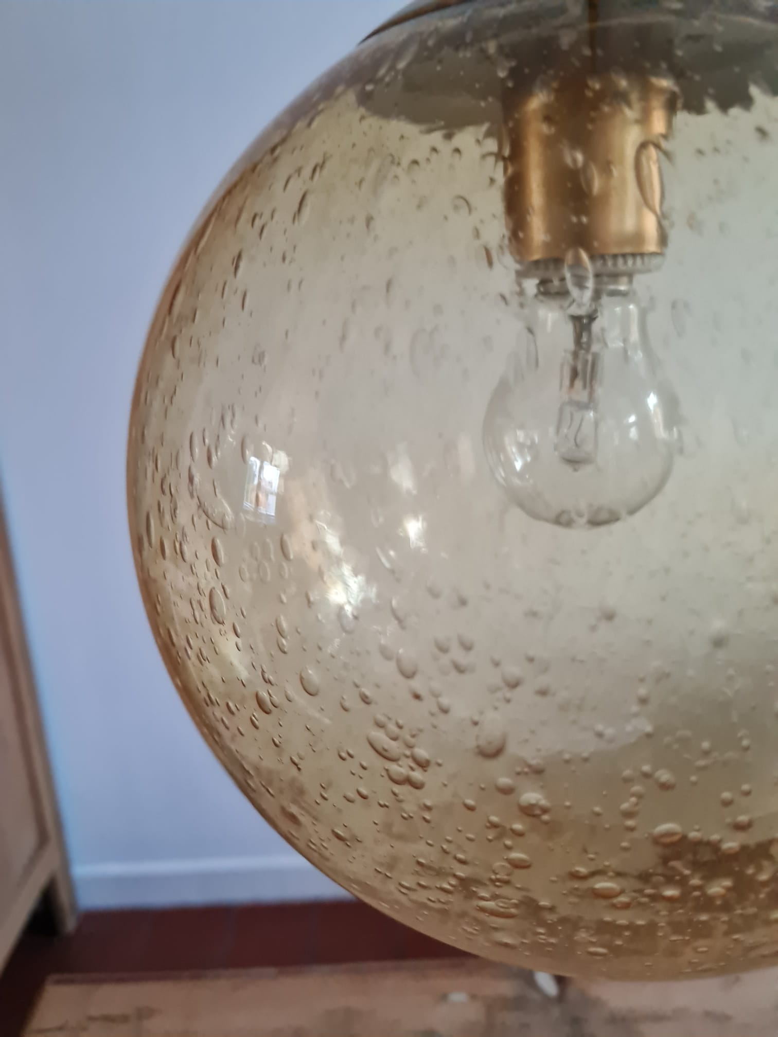 Suspension globe glass smokes amber bubble Peill & Putzler space age