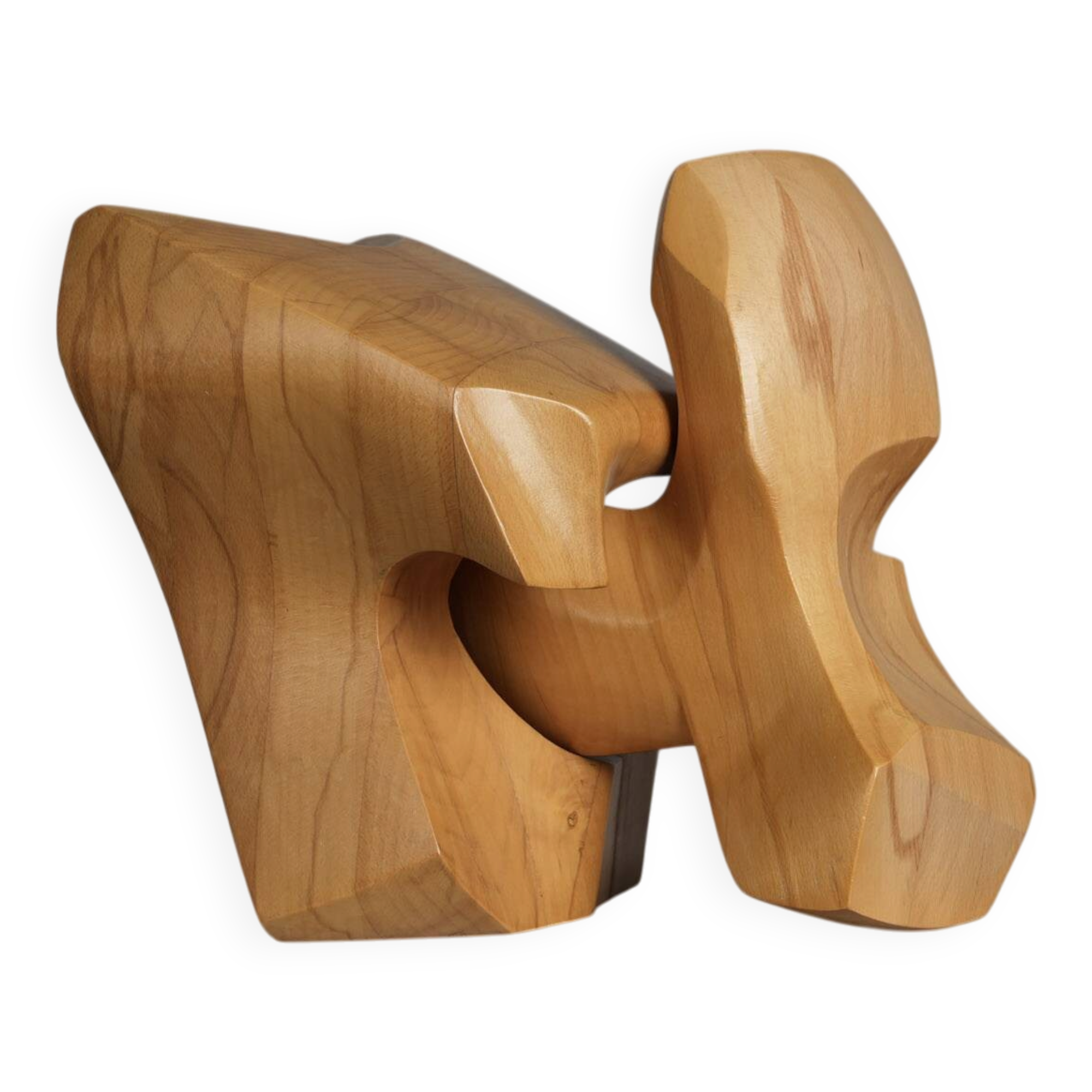 Interlocking abstract wood sculpture by Joop van Bergen, Netherlands, 1980s