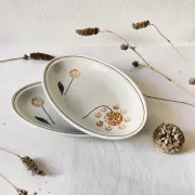Pair of vintage earthenware dishes from Sarreguemines, 1970s