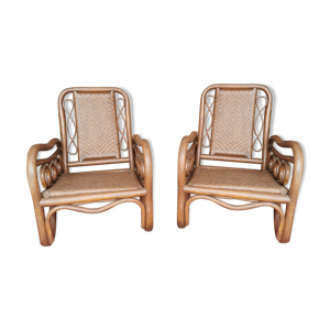 Paire de fauteuils rotin