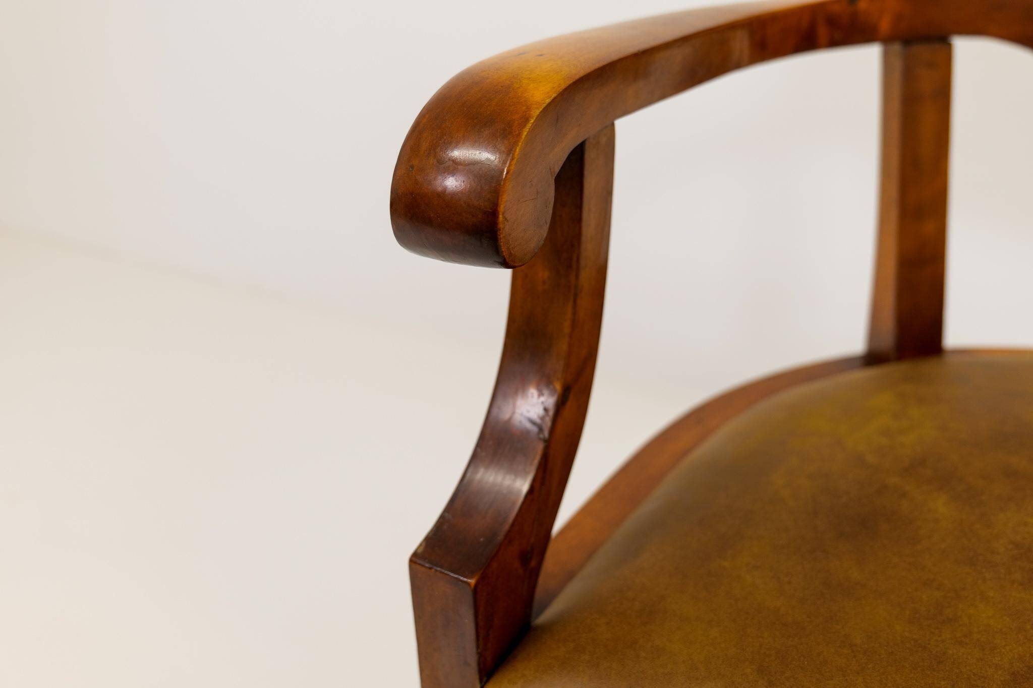 Swedish office chair in lacquered birch, mahogany brown, Sweden, 1920s.