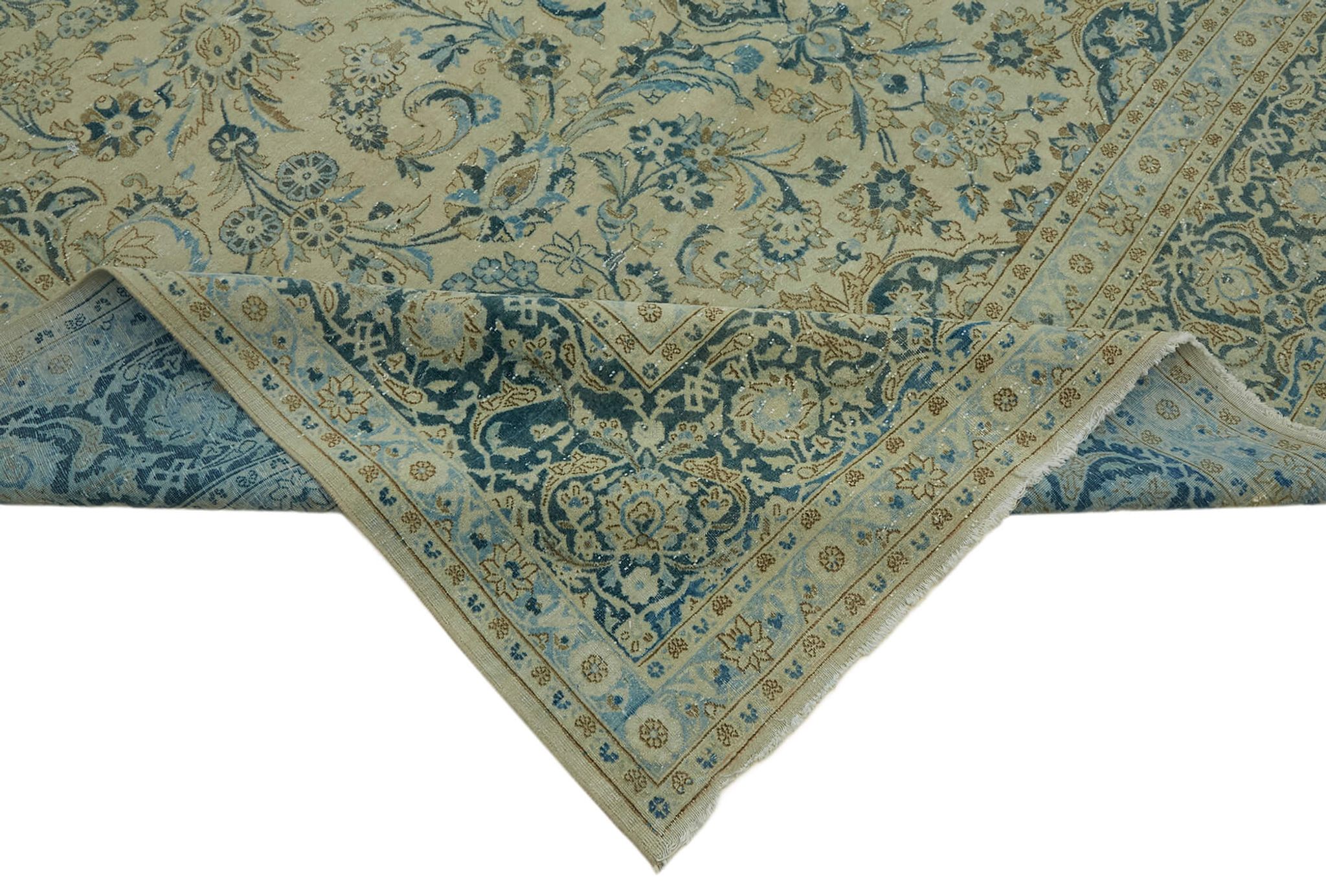 Hand-Knotted Persian One of a Kind 1970s 270 cm x 366 cm Beige Wool Carpet