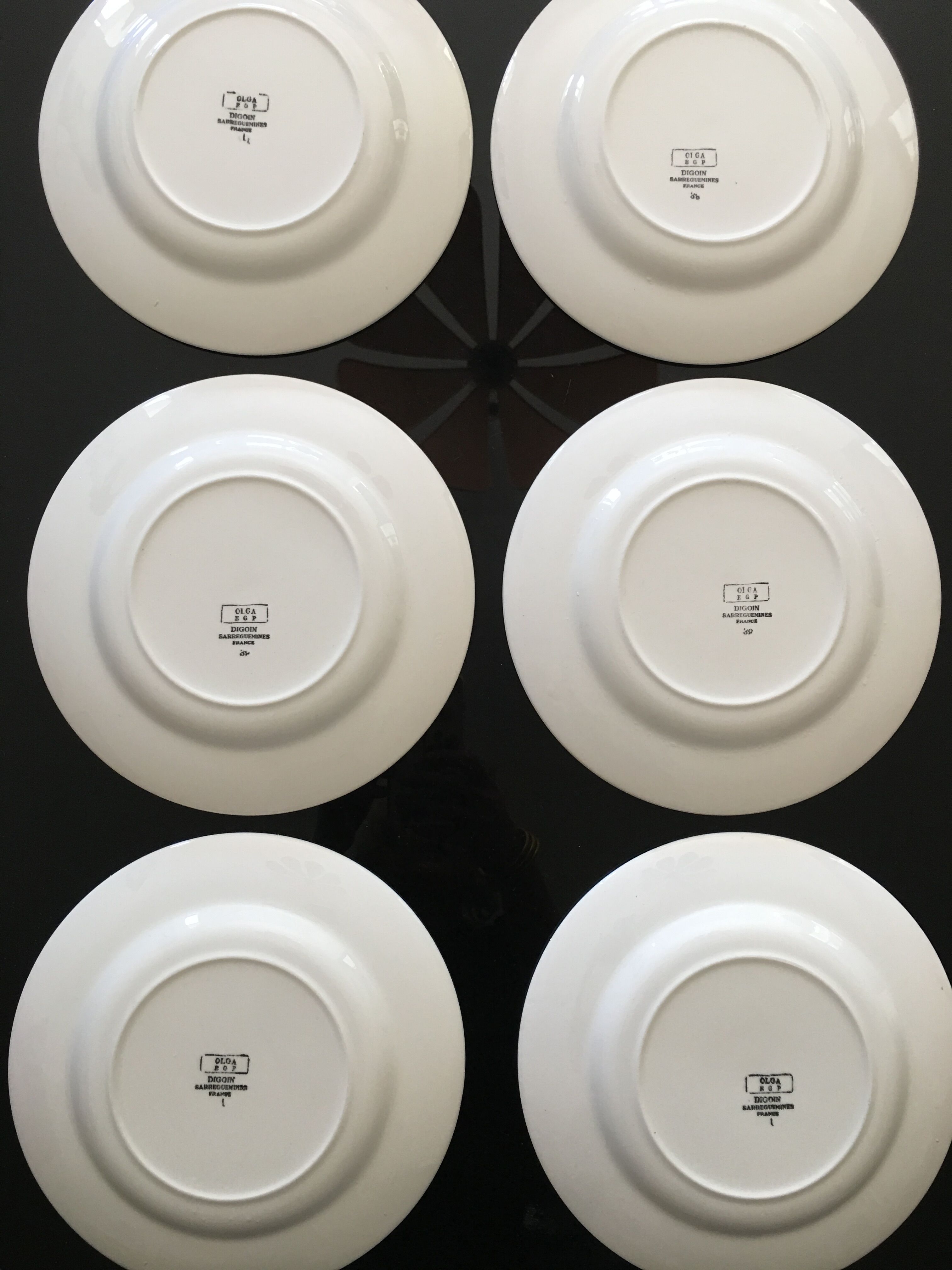 Set de 6 assiettes Digoin Sarreguemines modèle Olga
