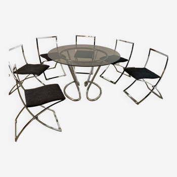 Table et 6 chaises pliante Luisa vintage design italien Marcelo Cuneo