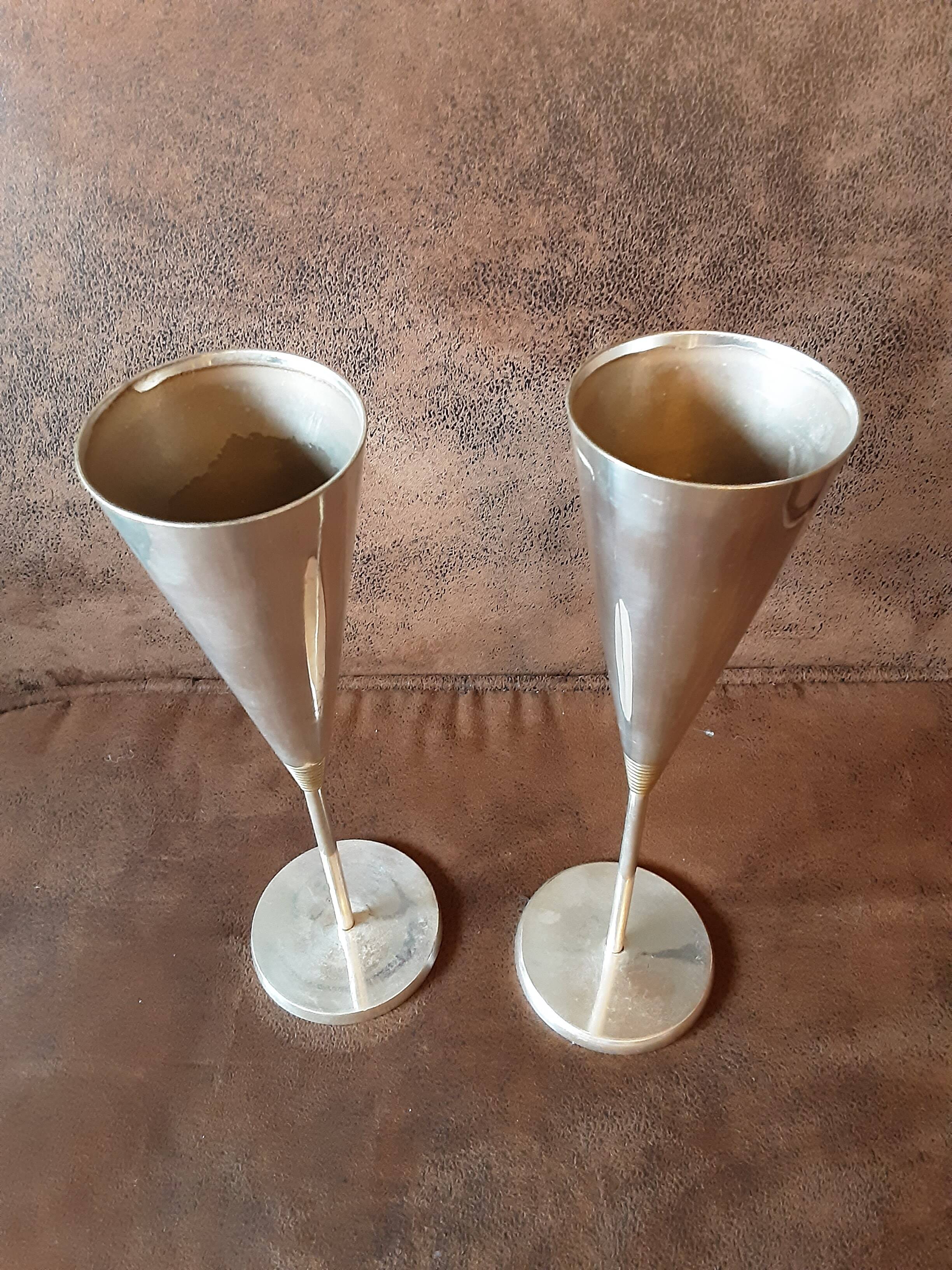 Set of vintage metal flutes