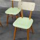 Lot de 4 chaises TON en bois , vert pastel et crème 1960