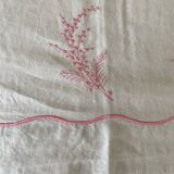 Antique linen sheet with hand-embroidered HG monogram