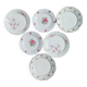 Mix of 6 mismatched floral dessert plates, retro porcelain