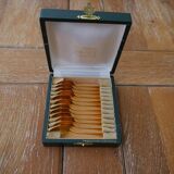 Box 12 golden spoons with mocha - model pompadour alfenide for christofle
