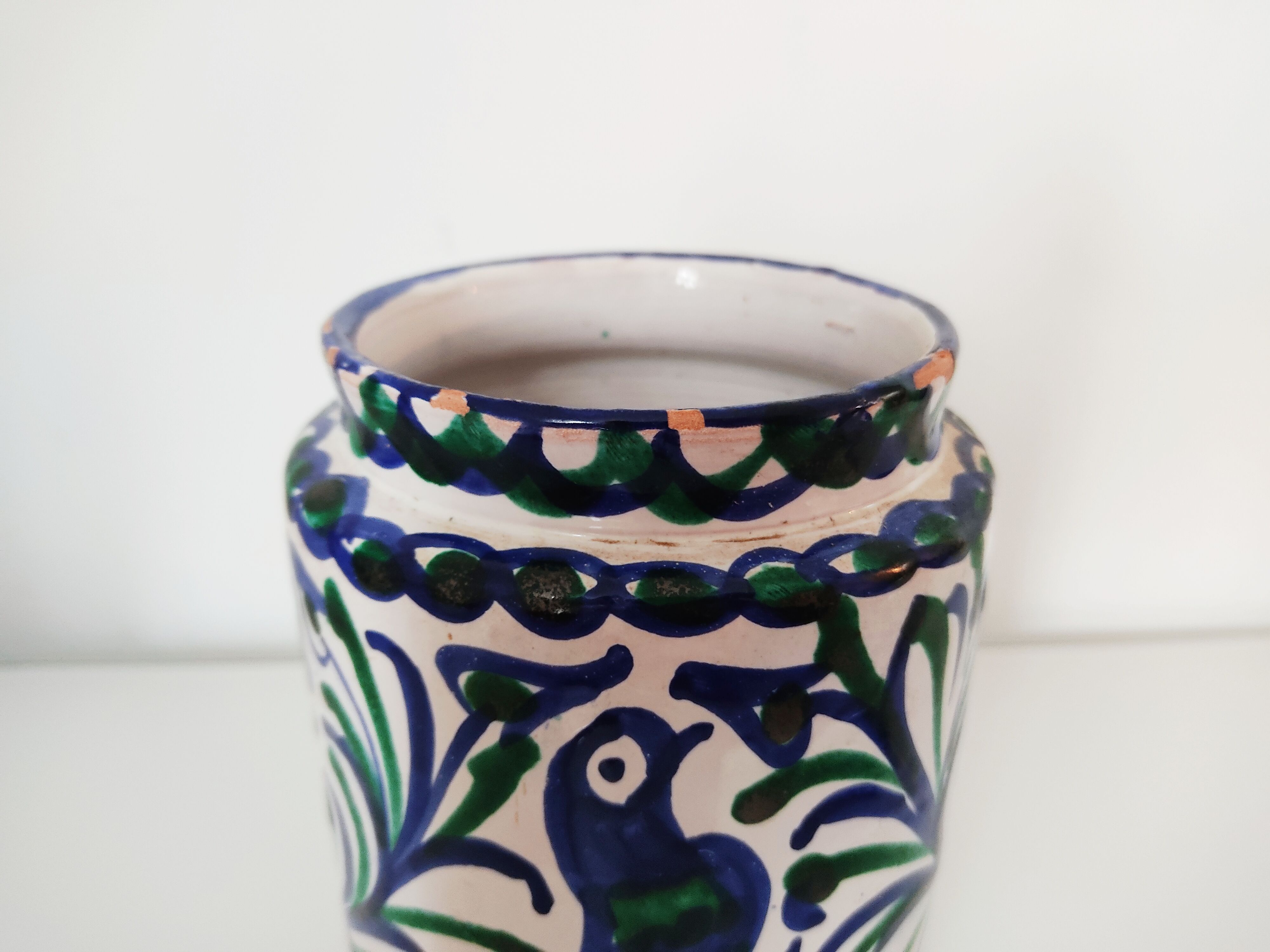 Oriental covered pot decoration flowers birds