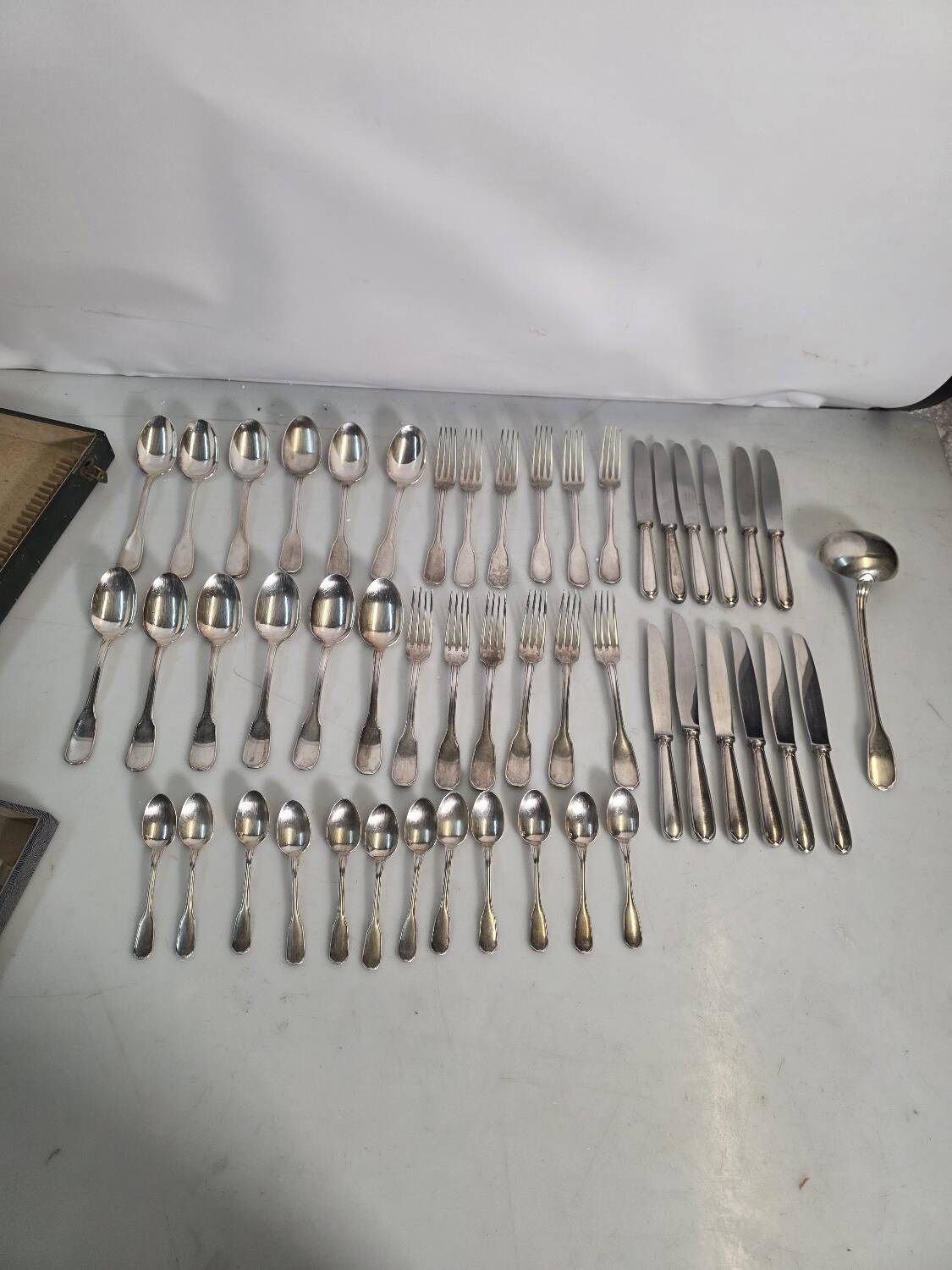 Christofle silver-plated cutlery set, 49 pieces with case.
