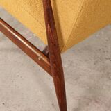 Mustard yellow curly Scandinavian armchair by H.Lis