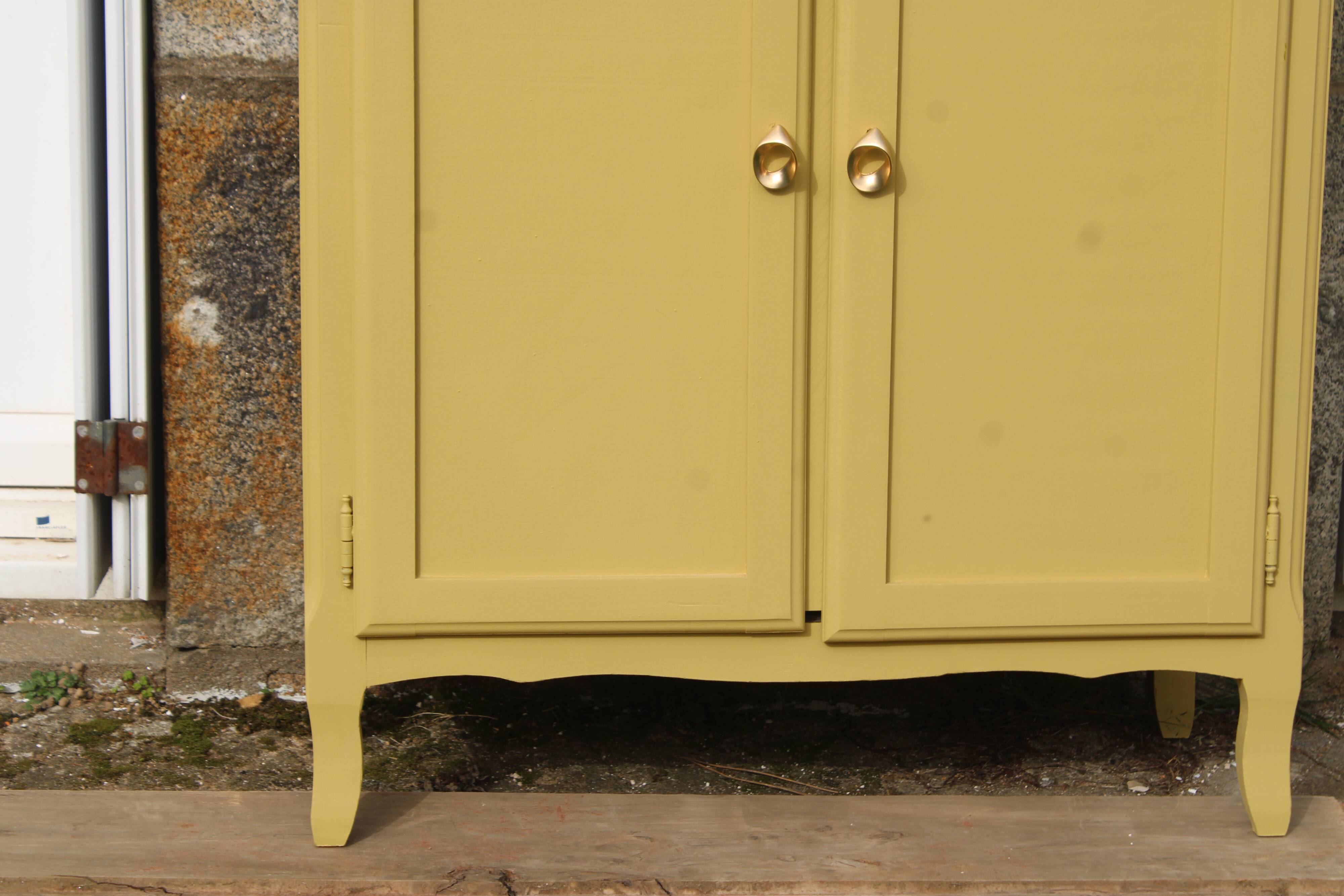 Renovated antique buffet – bright yellow